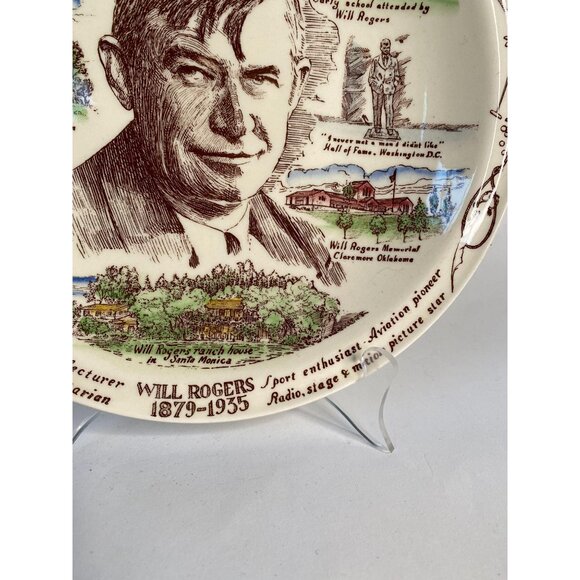Will Rogers Commemorative Collectors Plate By Vernon Kilns 10" Ceramic - Picture 8 of 16
